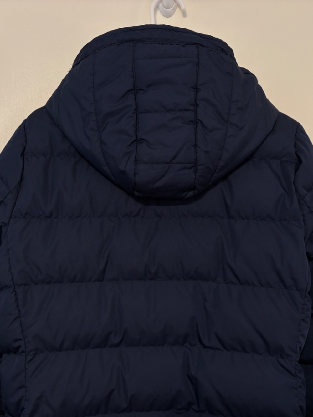 Lands' End Women's Long Quilted Down Puffer Parka Coat Navy Blue M Pockets Hood - Picture 6 of 10